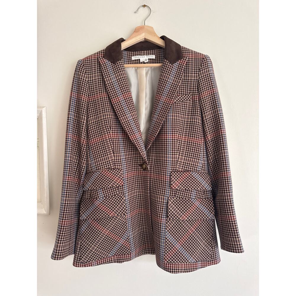 VERONICA BEARD Destry Houndstooth Plaid Dickey Jacket Blazer Size 4 - Picture 3 of 8